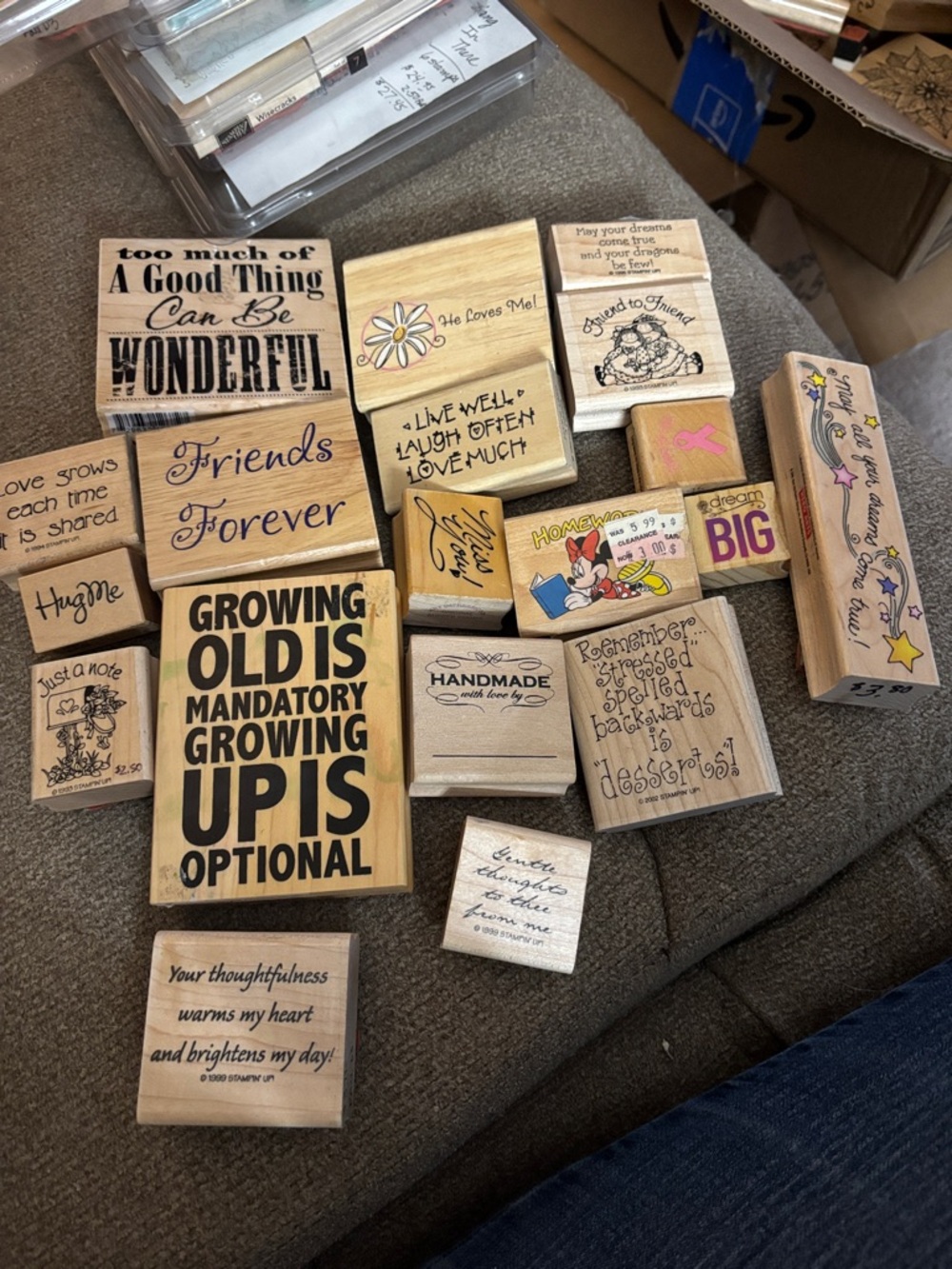 Stampin' Up! Wooden Sentiment & Floral Rubber Stamp Set - Black Ink Designs